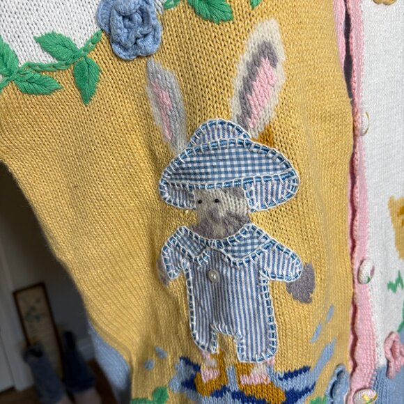 Vintage Eagle's Eye Collectibles Easter Whimsical Button Up Knit Sweater M - Picture 4 of 12